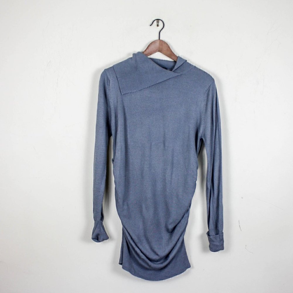 LouLou Long Gray Sweater Ruched Asymmetric…
